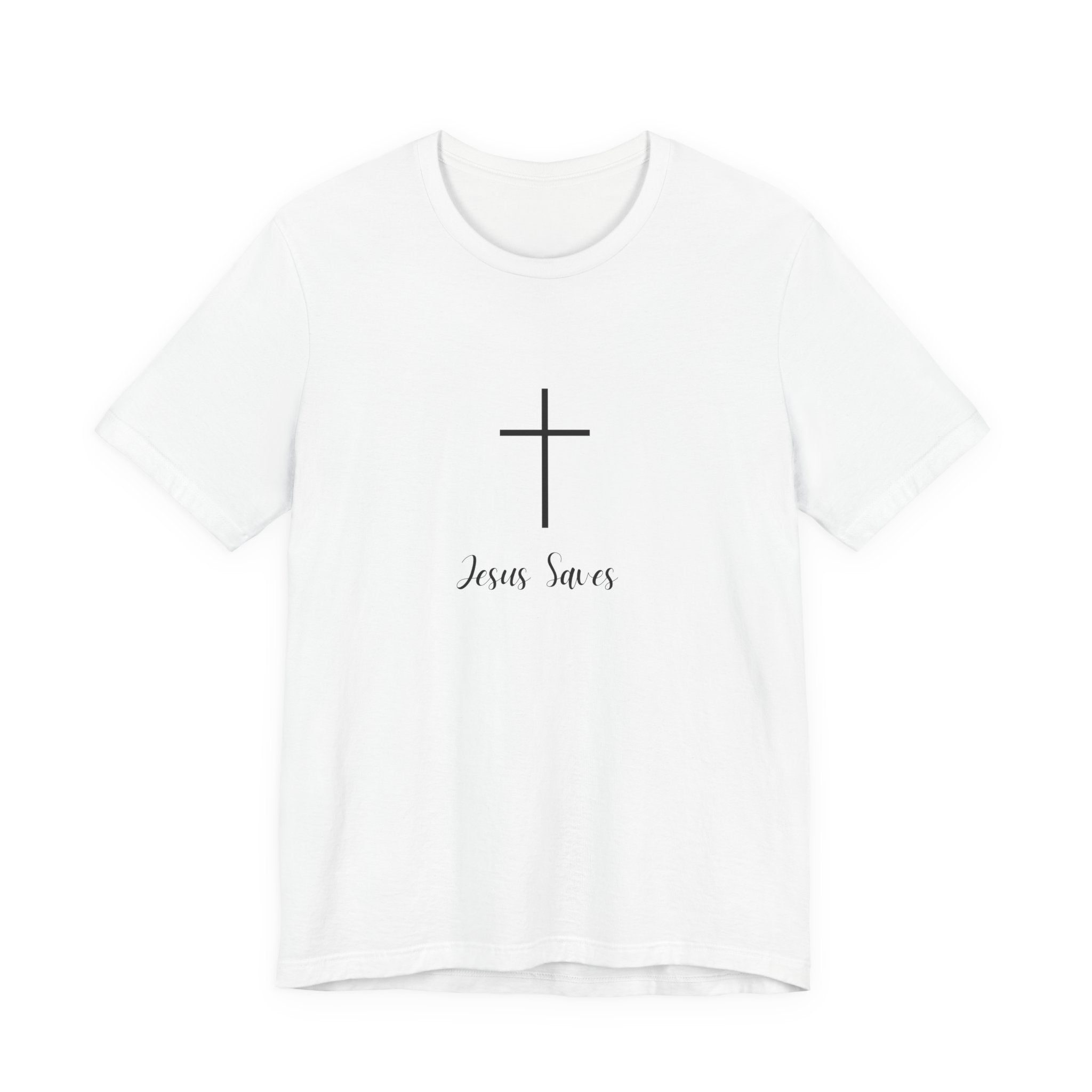 Christian T-Shirt — Simple Cross "Jesus Saves" Spiritual Tee