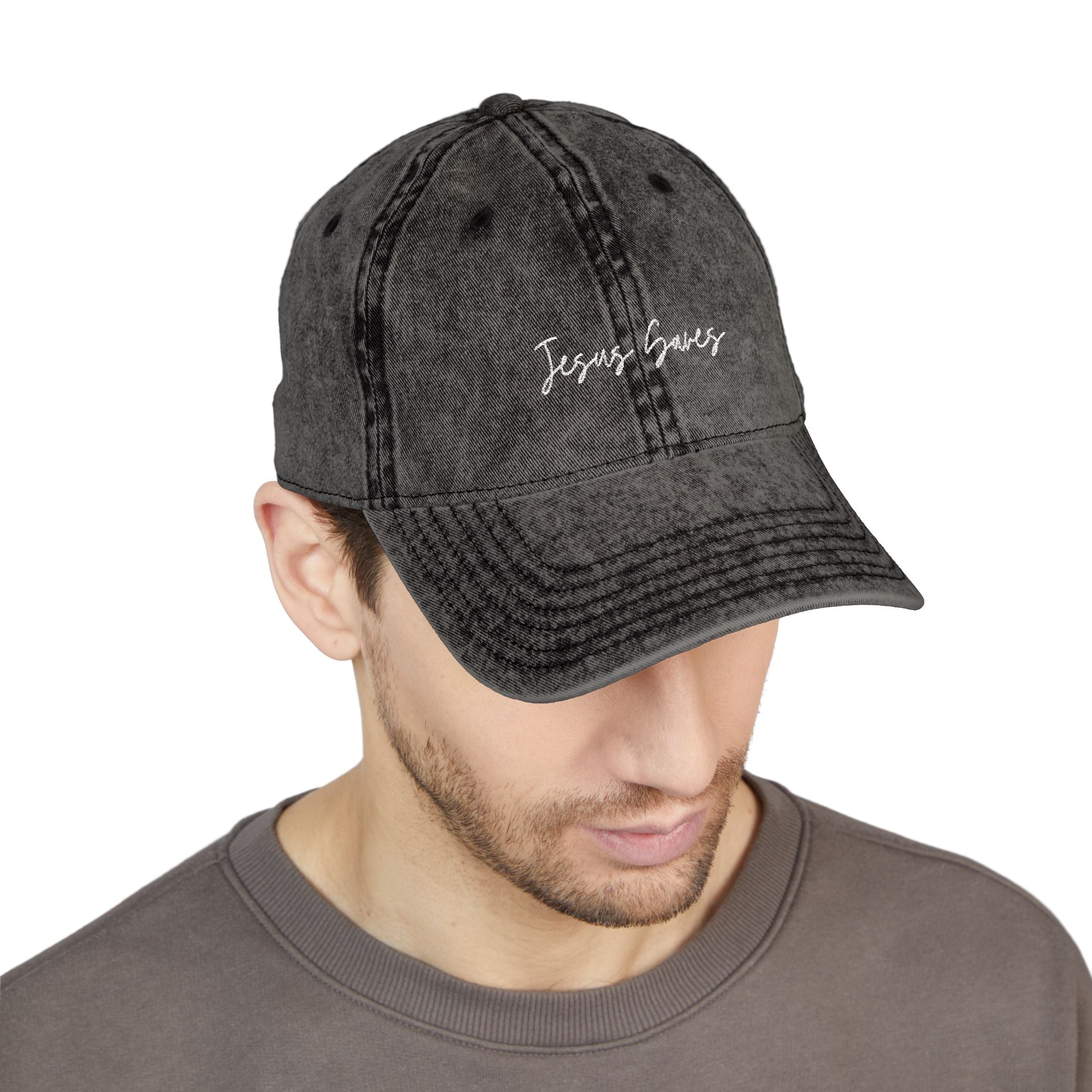 Vintage Embroidered Cap — Jesus Saves