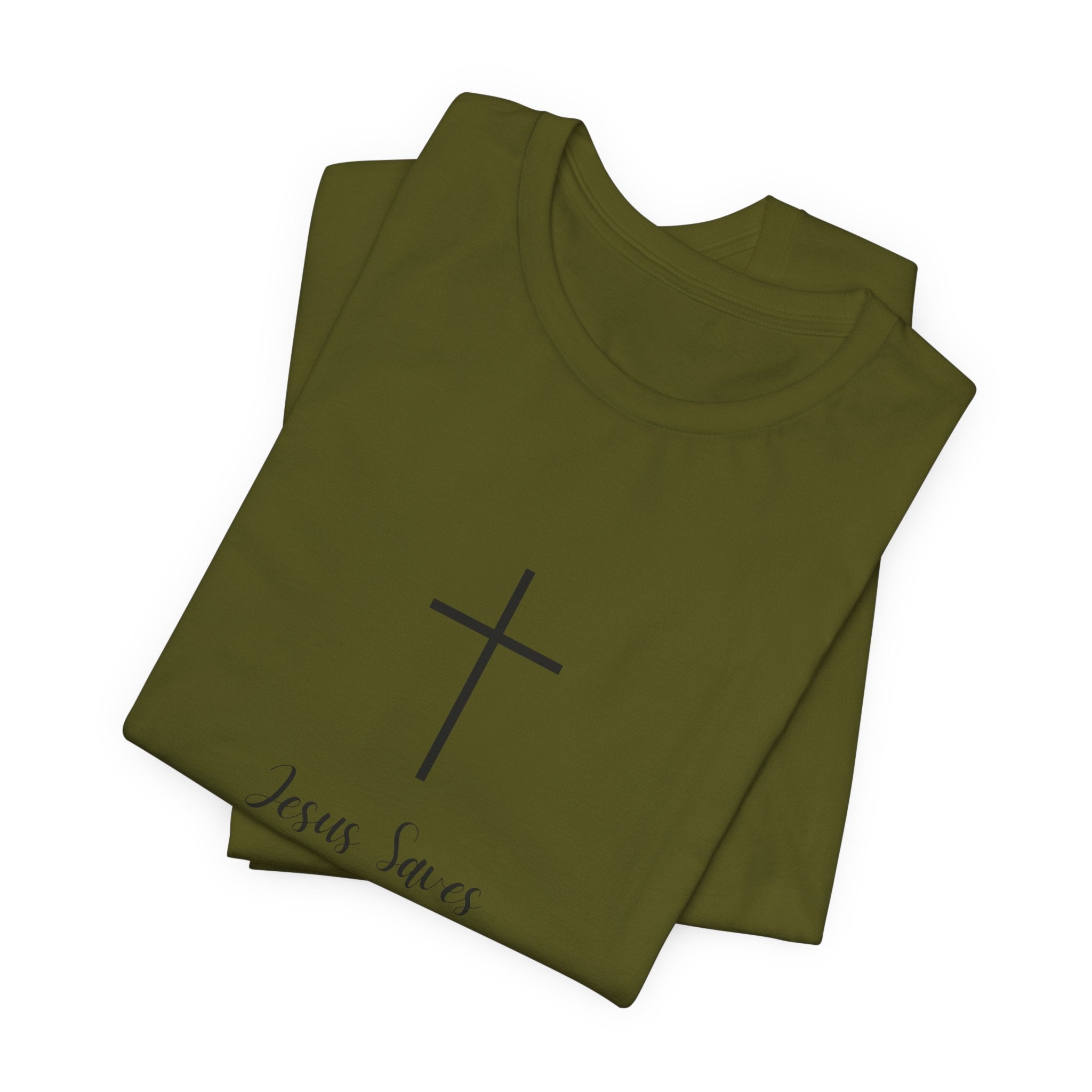 Christian T-Shirt — Simple Cross "Jesus Saves" Spiritual Tee