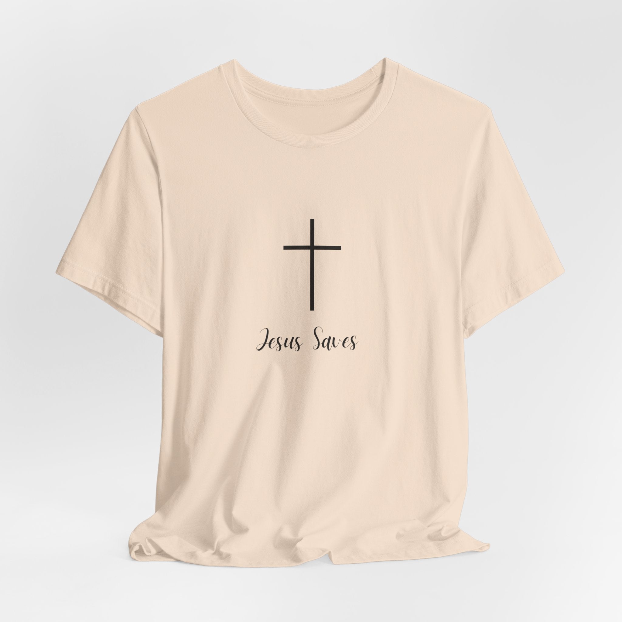 Christian T-Shirt — Simple Cross "Jesus Saves" Spiritual Tee