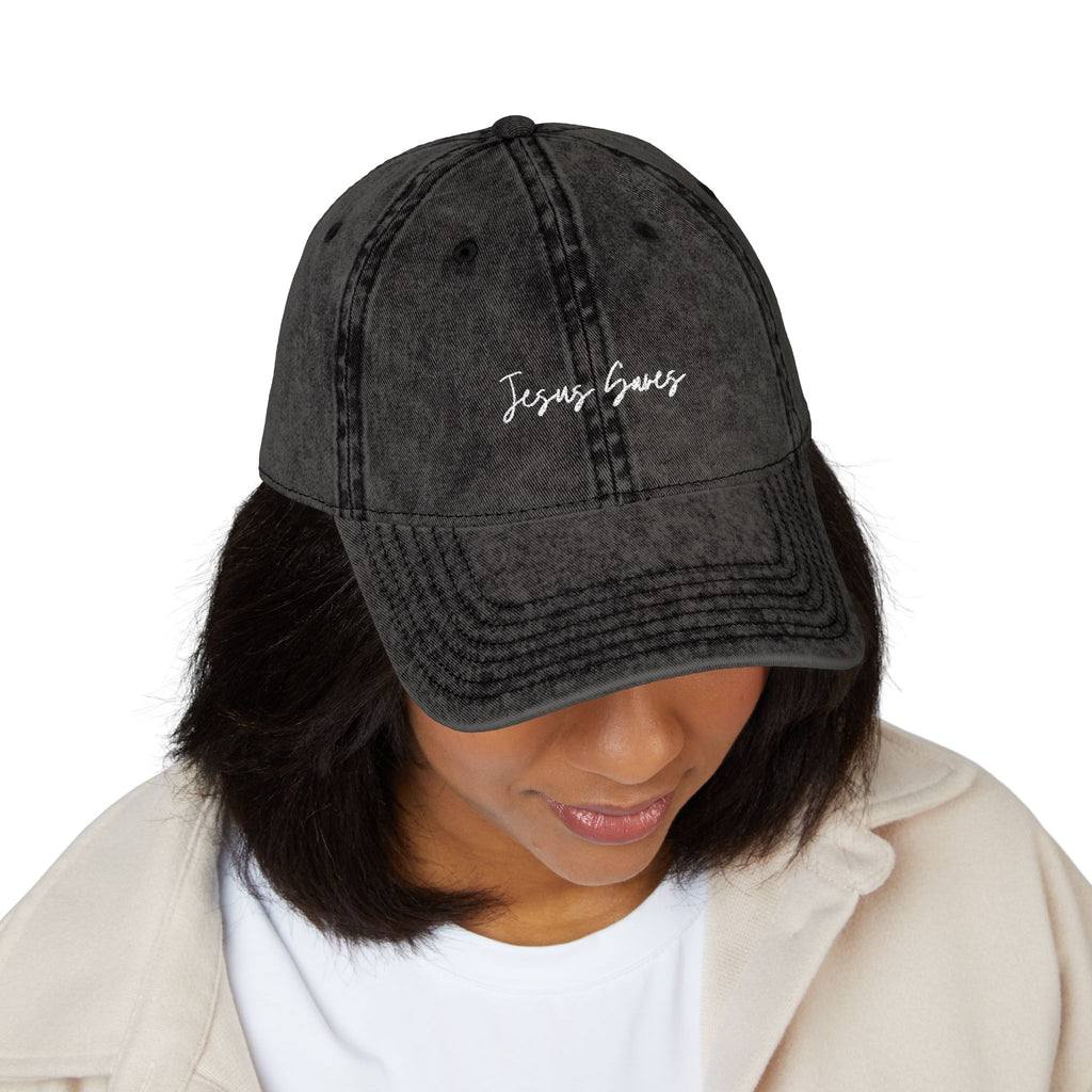 Vintage Embroidered Cap — Jesus Saves