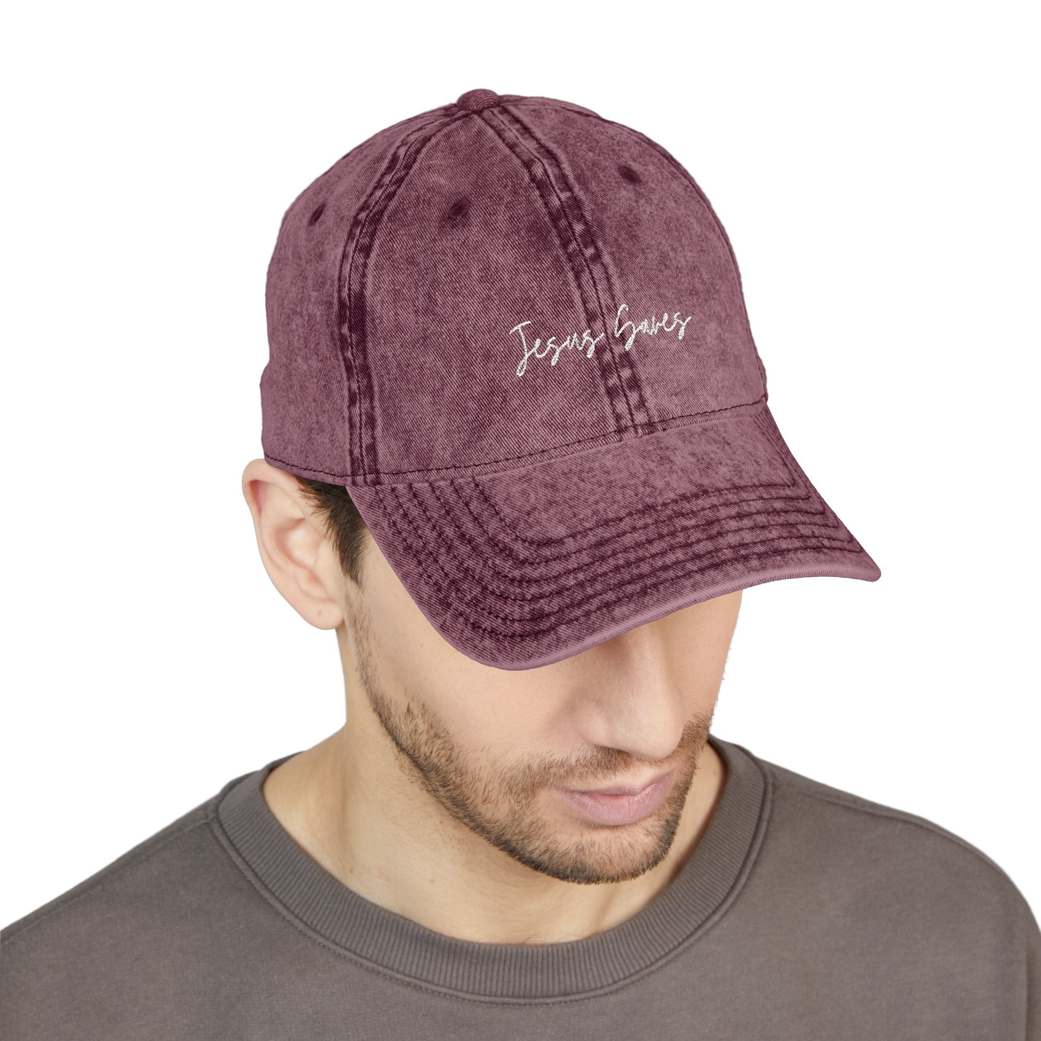 Vintage Embroidered Cap — Jesus Saves