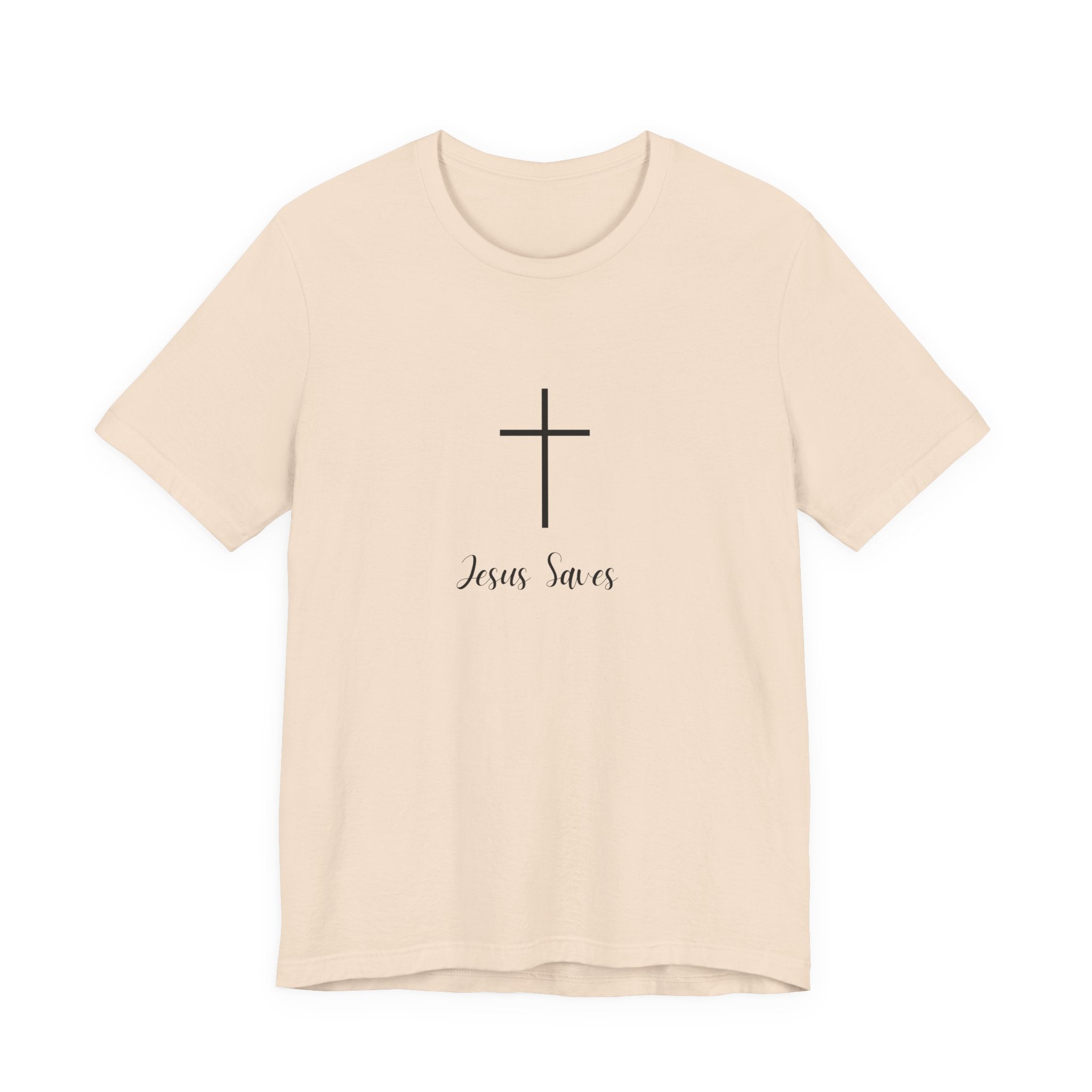 Christian T-Shirt — Simple Cross "Jesus Saves" Spiritual Tee