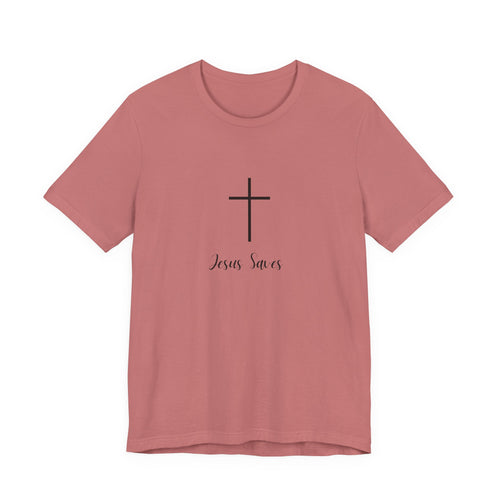 Christian T-Shirt — Simple Cross "Jesus Saves" Spiritual Tee