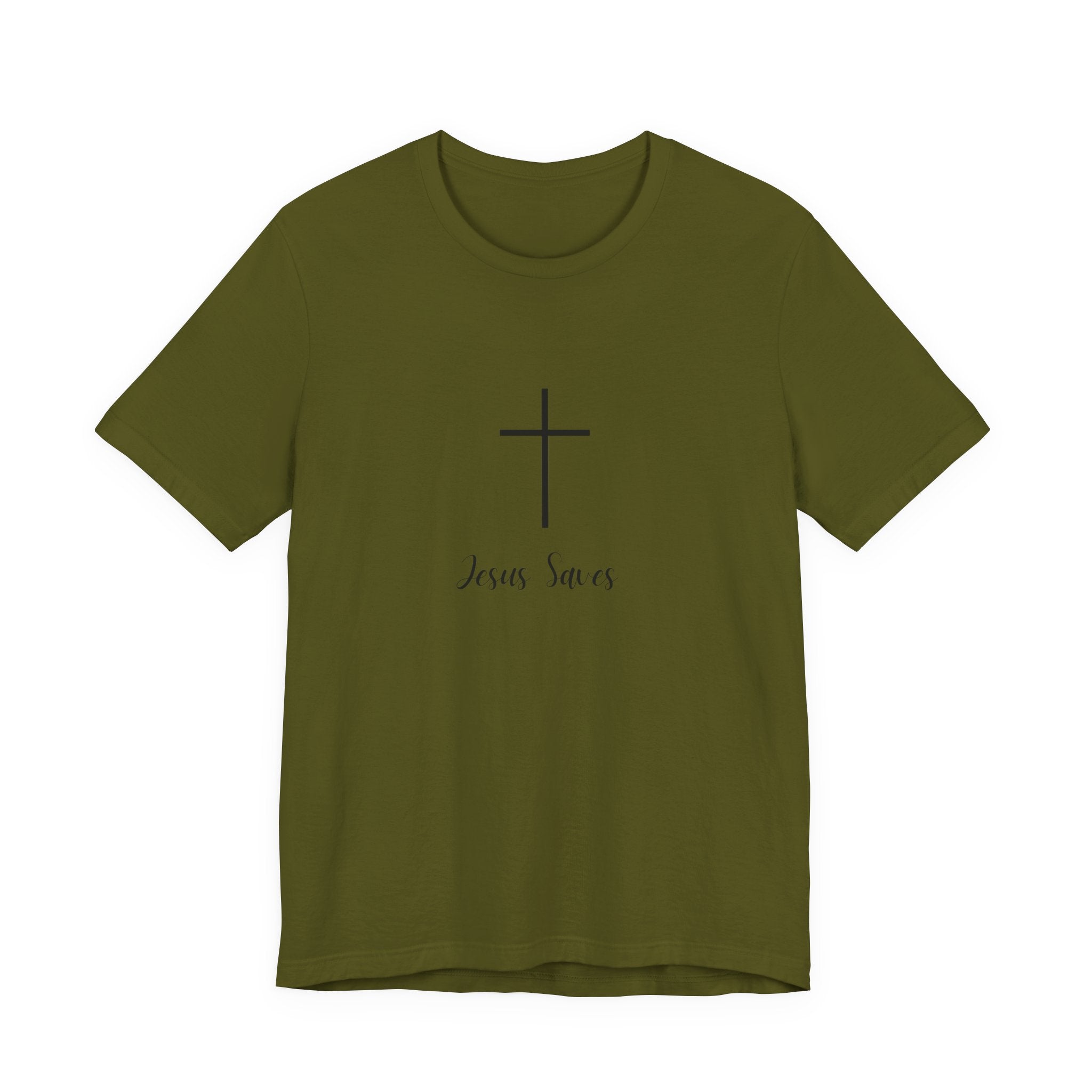 Christian T-Shirt — Simple Cross "Jesus Saves" Spiritual Tee