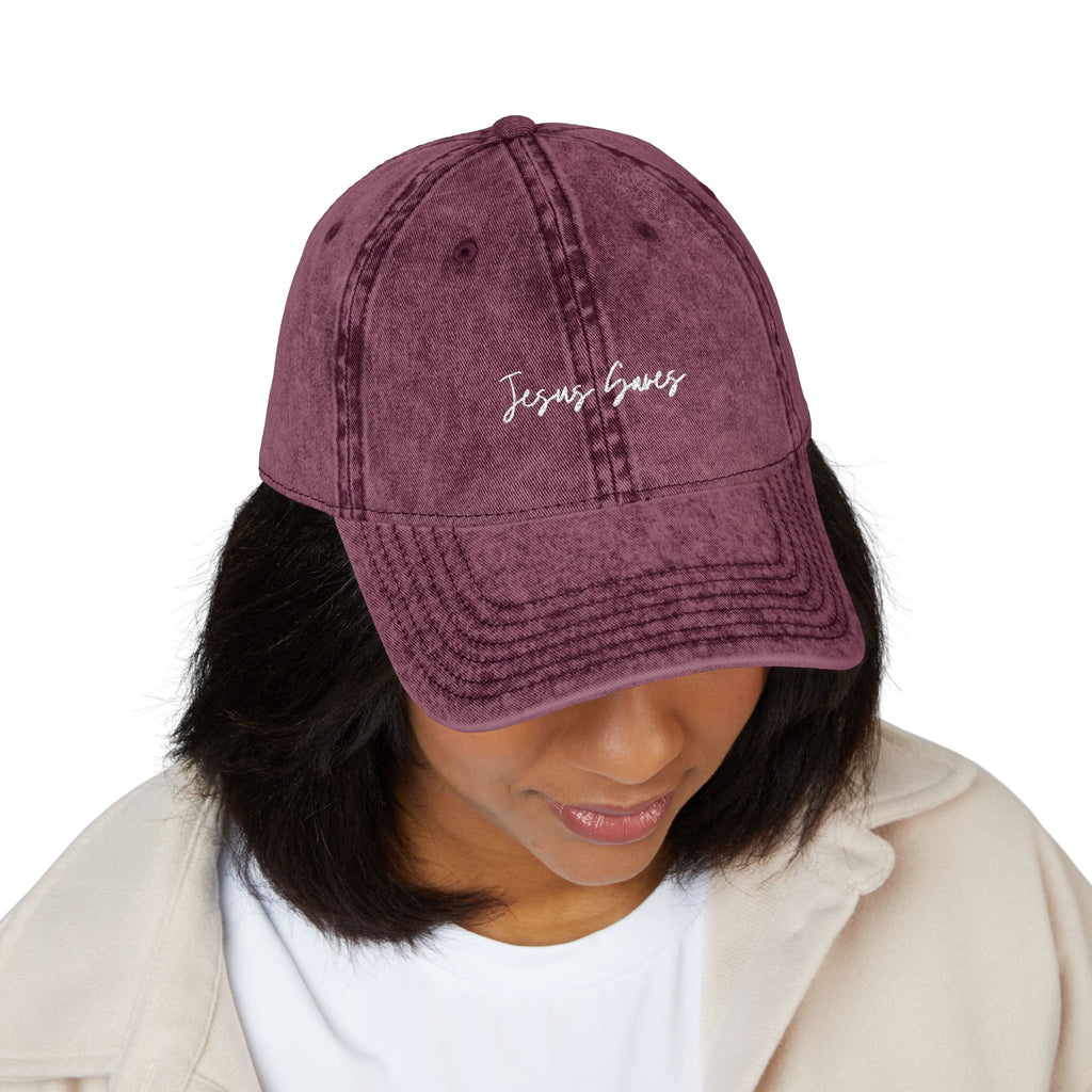Vintage Embroidered Cap — Jesus Saves